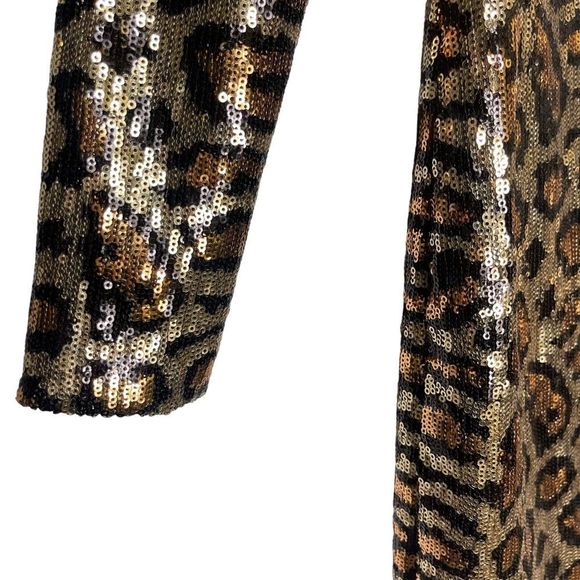 Topshop Sequin Animal Print Mini Dress - Silver and Brown - Picture 7 of 11